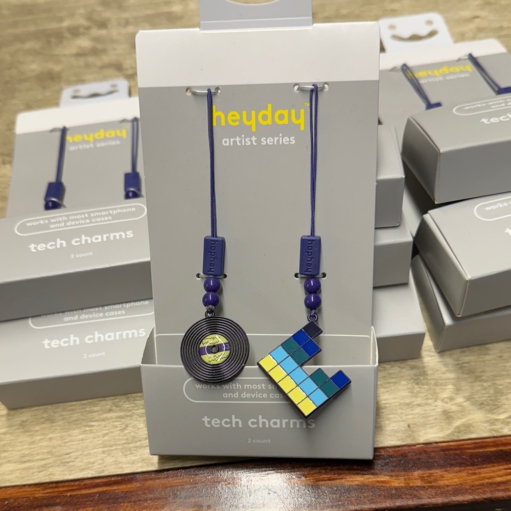 10 Heyday Purple & Blue Mosaic Tech Charms